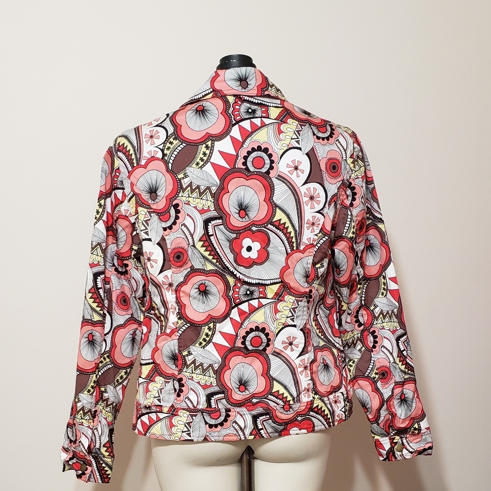 Pink and red floral jacket,  size 10 - Picture 3 of 4
